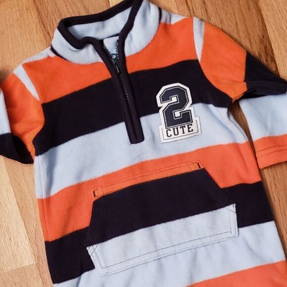 NWT Carter's Fleece 2Cute Stripe Romper - Picture 3 of 6
